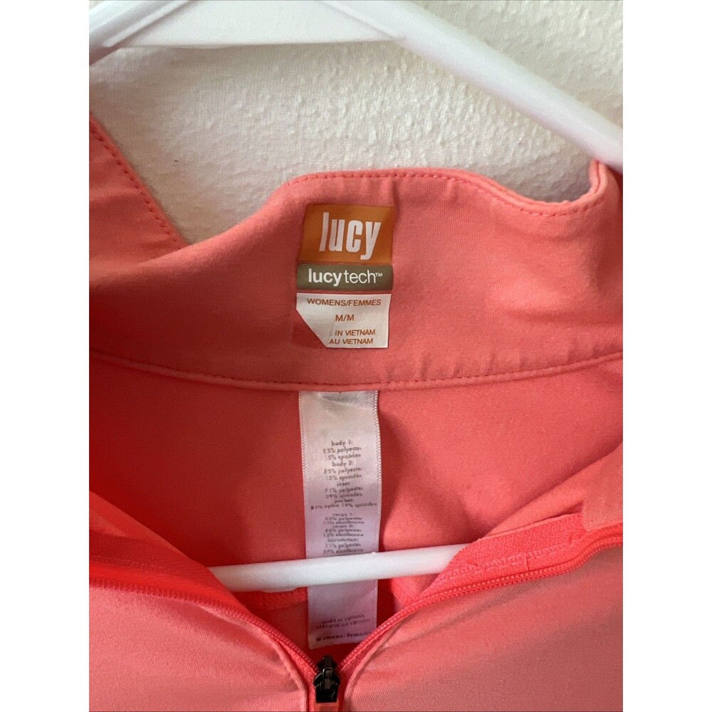 Lucy I Run This Tech Yoga Women's 1/2 Zip Active Jacket Size M Salmon - Picture 2 of 5